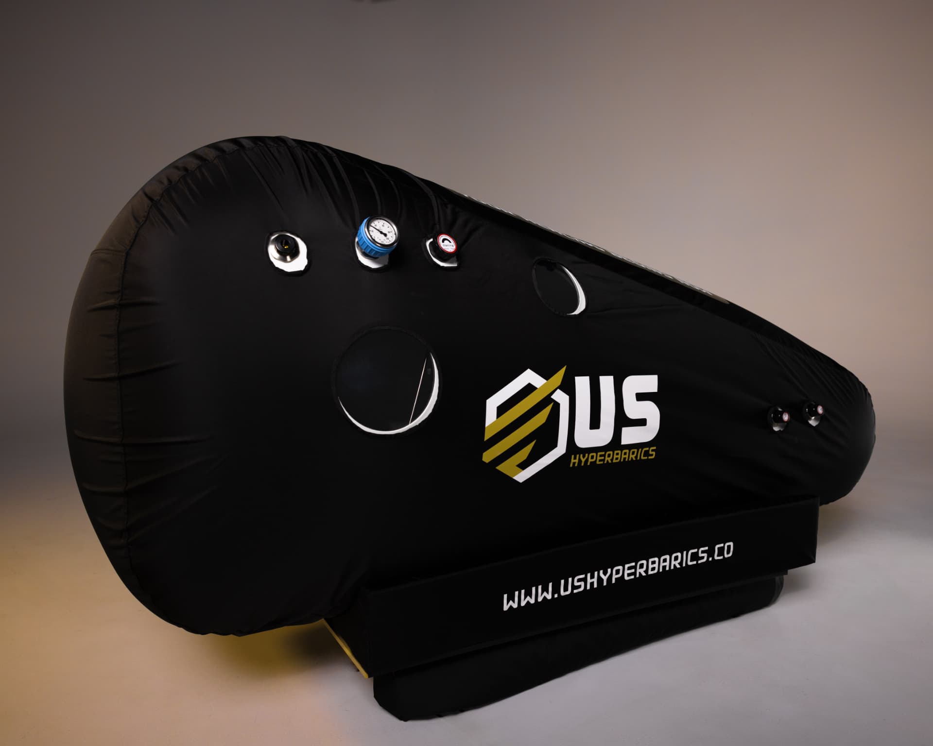 Front three-quarter view of a US Hyperbarics chamber